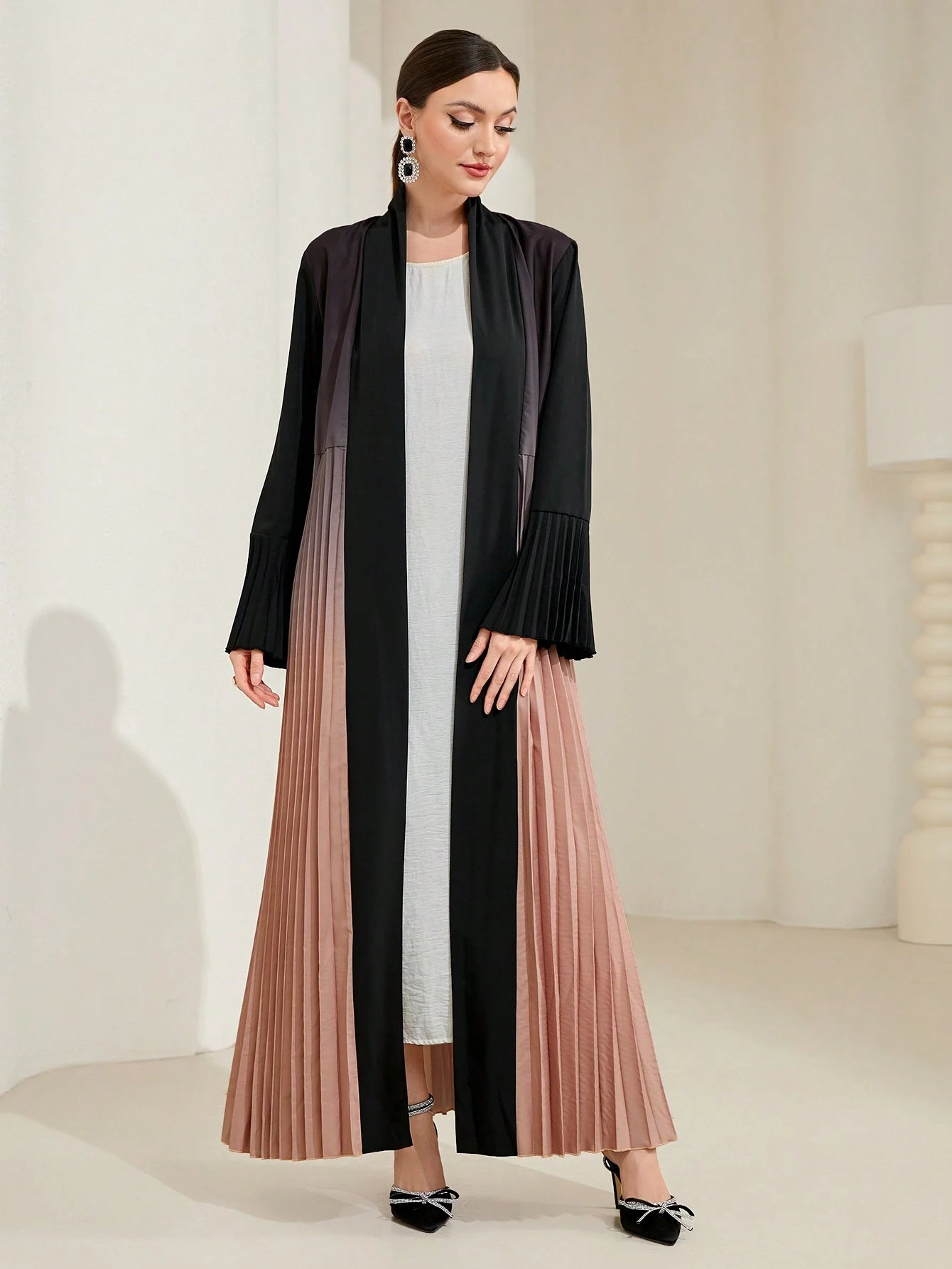 Al Najma Ombre Pleated Detail Flounce Sleeve Abaya