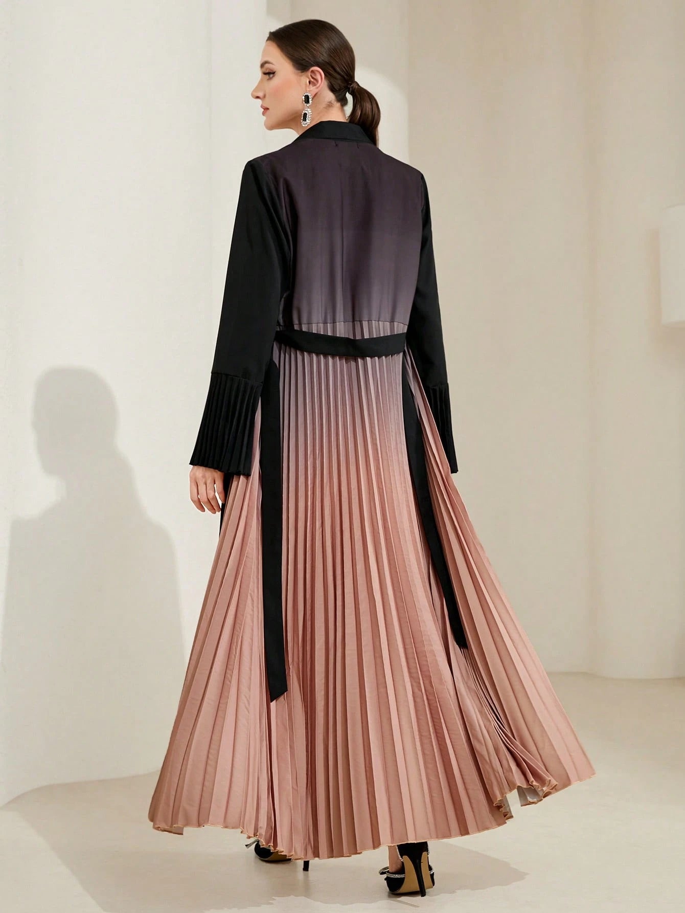 Al Najma Ombre Pleated Detail Flounce Sleeve Abaya