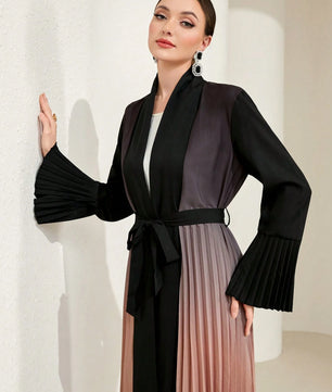 Al Najma Ombre Pleated Detail Flounce Sleeve Abaya