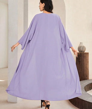 Al Najma Solid Color Bell Sleeve Abaya Dress with Waist Belt