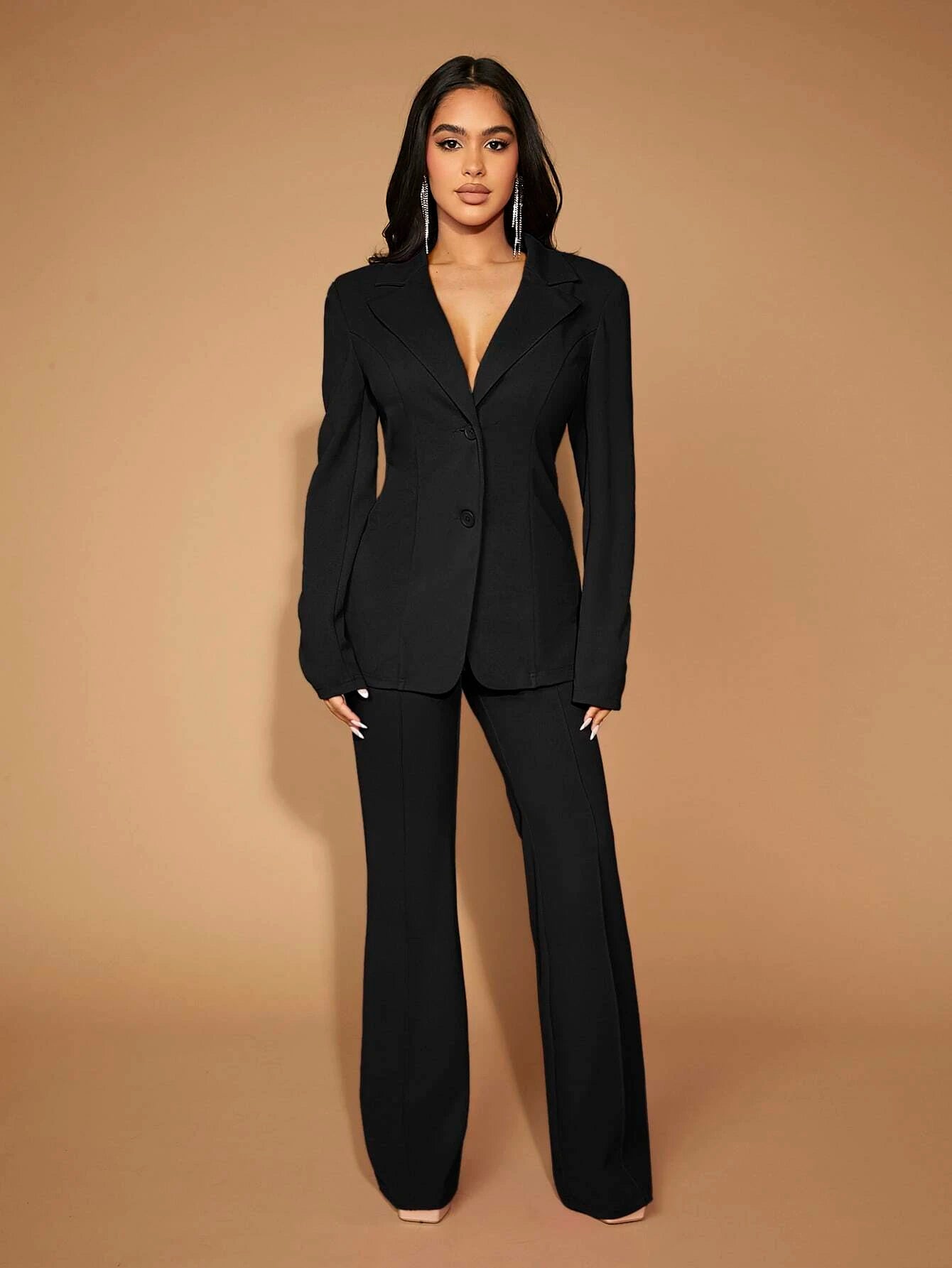 Classic Polka Dot Wide Leg Dress Pants  High-Rise, Draped Silhouette