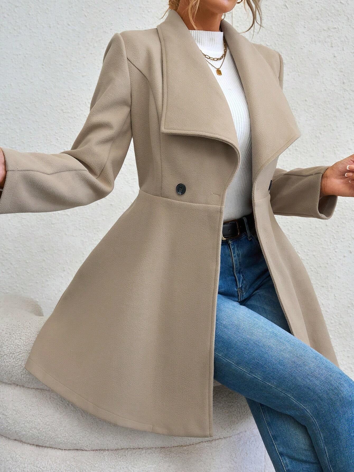 Chiquease Waterfall Collar Double Button Overcoat