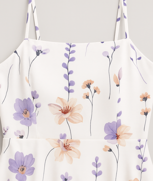 ZUREE Elegant Ditsy Floral Maxi Dress & Lilac Cardigan – 2-Piece Set