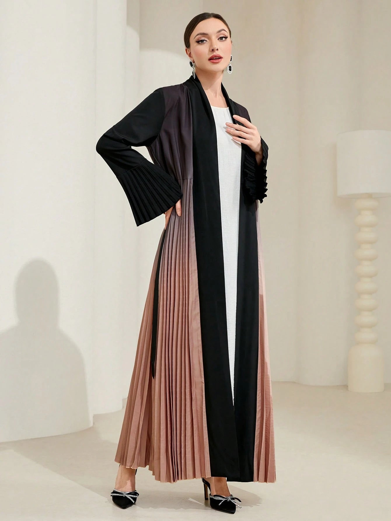 Al Najma Ombre Pleated Detail Flounce Sleeve Abaya