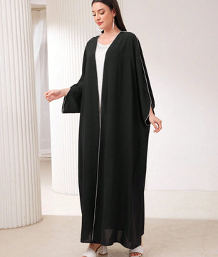 Al Najma Women'S Color Block Contrast Stitch Arabian Modest Arabian Abaya