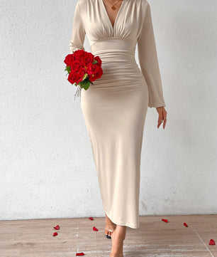 Firerie Elegant Women Party V-Neck Leopard Print Ruched Puff Sleeve Dress, Fall Homecoming Dresses Fall Women Dresses Vintage Dress Mexican Dress Puff Sleeve Dress,White Graduation Dress