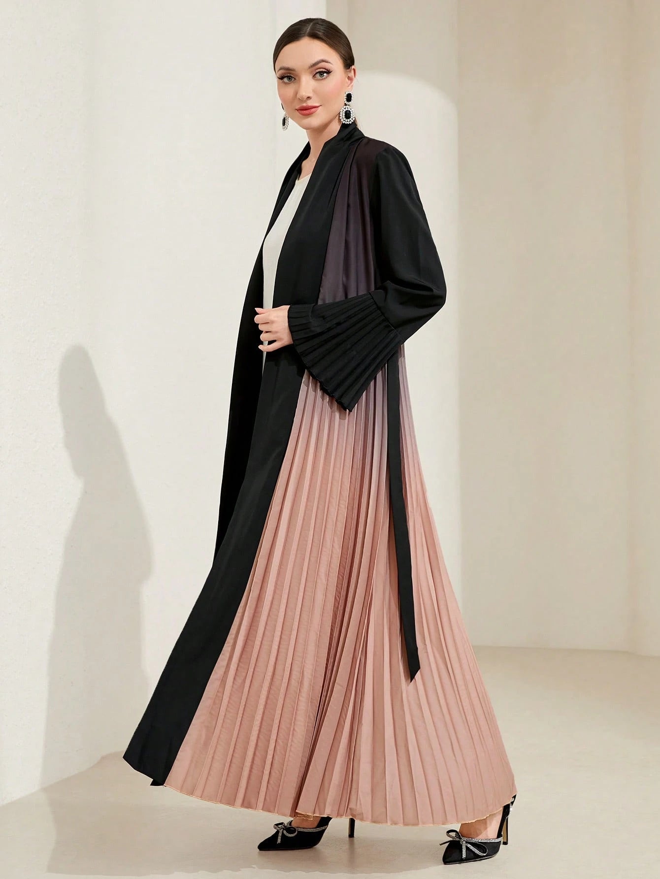 Al Najma Ombre Pleated Detail Flounce Sleeve Abaya