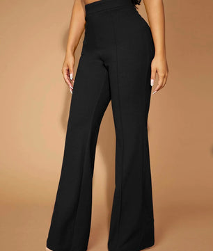 Classic Polka Dot Wide Leg Dress Pants  High-Rise, Draped Silhouette