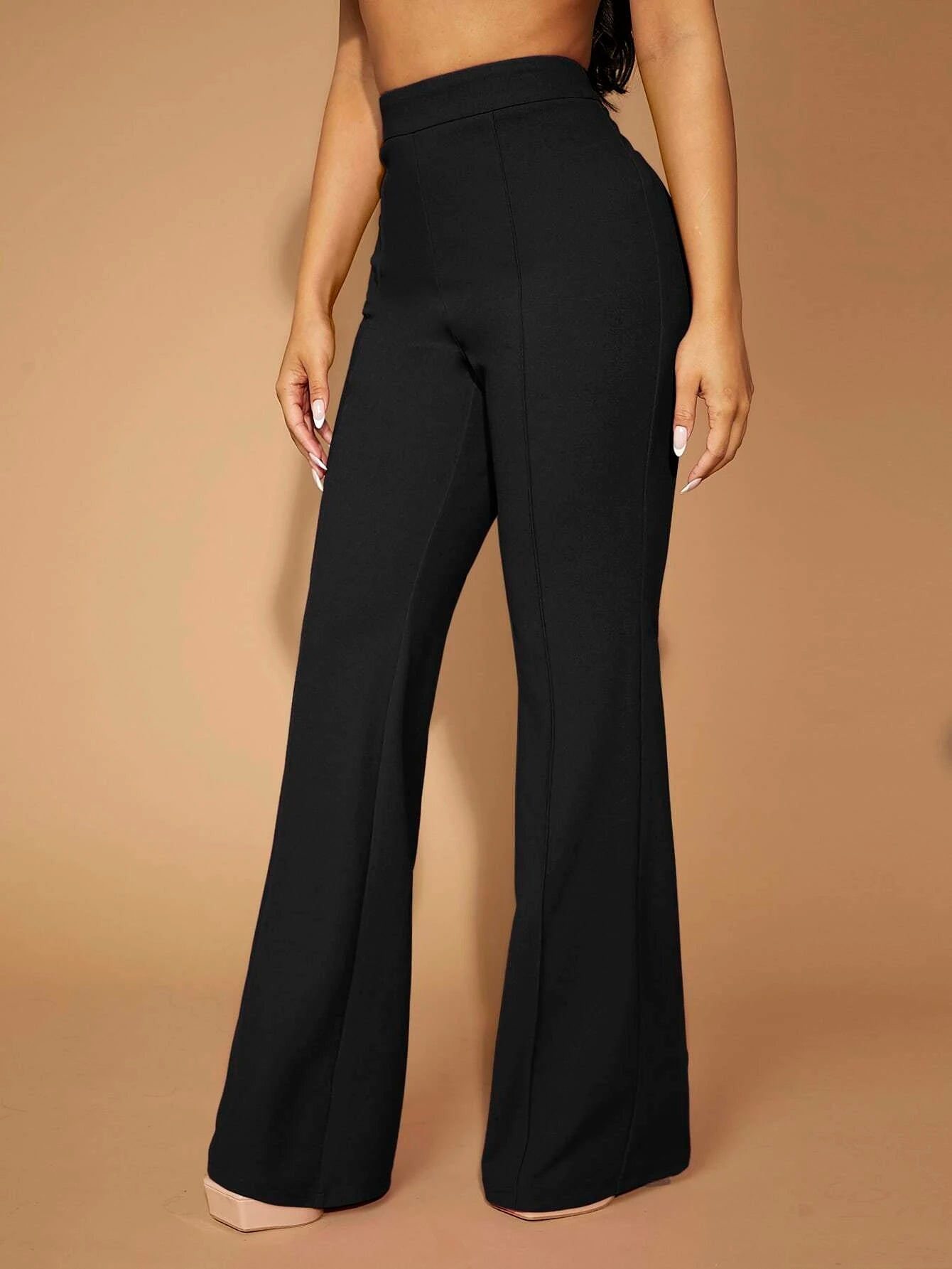 Classic Polka Dot Wide Leg Dress Pants  High-Rise, Draped Silhouette