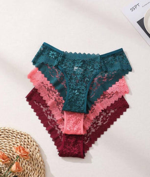 7 PCS Sexy Lace Splicing Bikini Panties Low Waist Seamless Triangle Briefs Hollow Out Comfortable And Breathable Lingerie Underwear