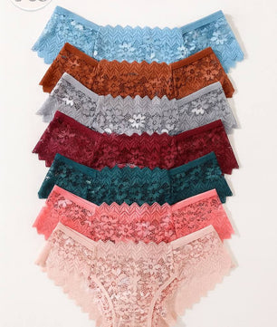 7 PCS Sexy Lace Splicing Bikini Panties Low Waist Seamless Triangle Briefs Hollow Out Comfortable And Breathable Lingerie Underwear